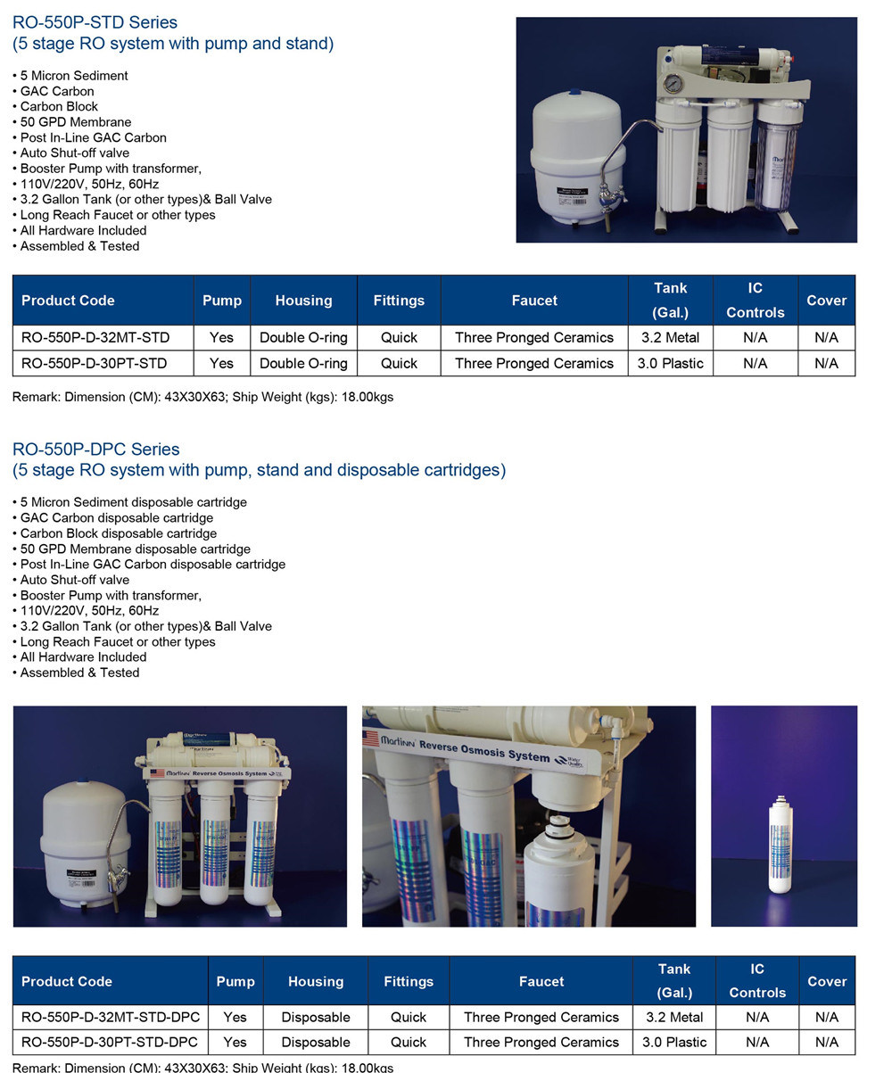 Residential RO Water Treatment (5 stage RO system with pump and stand)